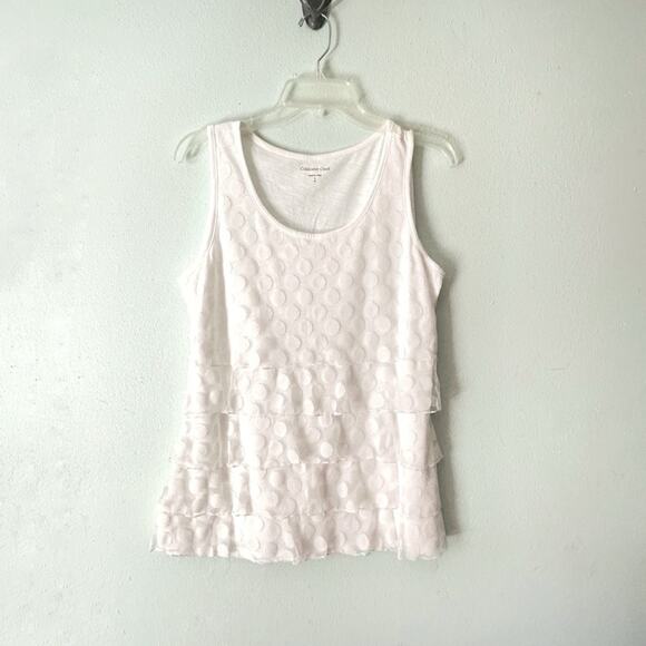 Coldwater Creek Sheer Polka Dot Tulle Tiered Ruffle SleevelessTop Tank Small/8 - Picture 1 of 6
